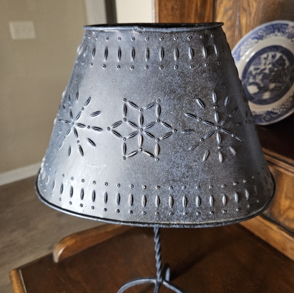 Primitive Farmhouse Punched Tin Shade Candle Holder. - Picture 6 of 8
